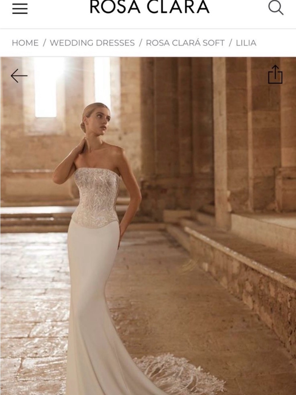 Rosa Clará Ivory Strapless Mermaid Wedding Gown with Beaded Corset
